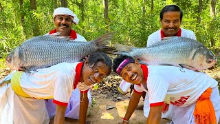 12 kg big size Katla fish curry  Deshi Katla fish kalia cooking for village people [upl. by Grantland]