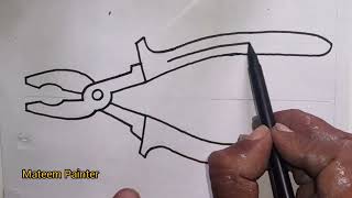 combination plier drawing how to draw plier pliers drawing how to draw a combination plier [upl. by Enicnarf838]