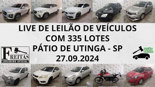 LIVE DE LEILÃO DE VEÍCULOS NO FREITAS LEILOEIRO COM 335 LOTES DIA 26092024 [upl. by Pirozzo]