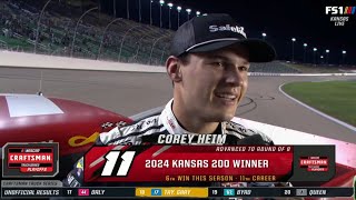 COREY HEIM WINNING INTERVIEW  GRANT ENFINGER POST RACE INTERVIEW  2024 KUBOTA TRACTORS 200 [upl. by Sanferd]