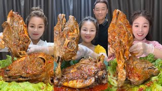 MUKBANG 먹방 EATING SHEEP HEAD COLLECTION chewy sounds  ASMR  chinese foods 吃麻辣羊头 [upl. by Eitsud60]