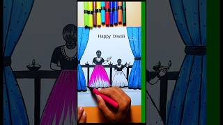 Diwali special drawing  Happy diwali  satisfying shorts drawing diwalidrawing [upl. by Kcirederf]