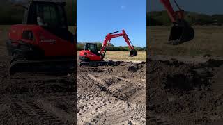 Kubota KX080 excavator digging in the dirt [upl. by Nnaul]