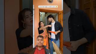 Love marriage is really scary 😂 husbandwifecomedy comedyfilms funny couplecomedygreenscreen [upl. by Nilde]