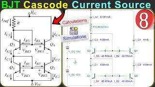 BJT Cascode Current Source  Calculations amp SPICE Simulations  Example 8 [upl. by Redwine]