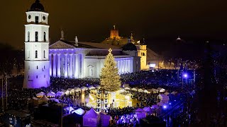 Kalėdų eglės įžiebimas Katedros aikštėje Vilniuje [upl. by Granoff]