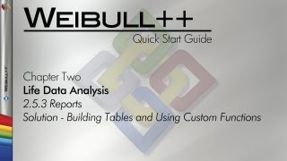 Weibull 8 Quick Start Guide Chapter 253 Building Tables and Using Custom Functions [upl. by Sirotek]