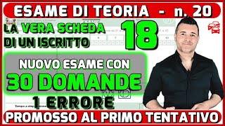 1 ERRORE LA VERA SCHEDA DESAME TEORICO DELLA PATENTE DI UN ISCRITTO AL CANALE 18 [upl. by Neelhtak]