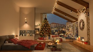 Christmas Jazz Refuge – 4K Cozy Bedroom with Fireplace Glow Holiday Lights and Soothing Tunes 🎄🔥 [upl. by Fu857]