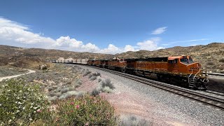 BNSF Intermodal Trains Intersecting Taco Time Silverwood Cajon Pass WB Port vs EB Z Trains [upl. by Eannej]