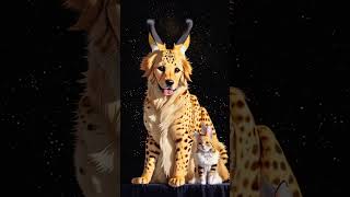 Un Hybride de chat Serval et de chien Golden Retriever créé par une IA [upl. by Nigen]