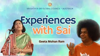 Experiences with Sai  Geeta Mohan Ram satsang srisathyasai [upl. by Ahsropal854]