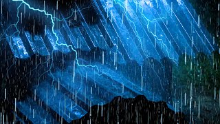 Thunderstorm Rain Sounds for Sleep  Heavy Hurricane Rain Mighty Thunder amp Strong Winds to Relax [upl. by Acinhoj865]