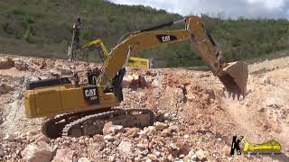 CATERPILLAR 352F EXCAVATOR DIGGING in a QUARRY MINE caterpillar heavyequipment digger [upl. by Rozelle]