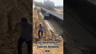 Soil Backfilling material work above base slab of retaining wall construction civilguruji [upl. by Nnyrat]