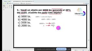 Razonamiento Lógica Matemático  Vendí un objeto a 6000 bs ¿Cuánto me costo este objeto [upl. by Aisercal678]