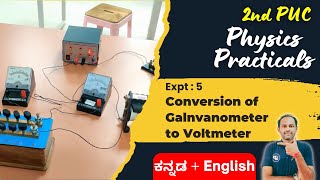 Conversion of Galvanometer to Voltmeter  2nd PUC Physics lab Experiments physicslabexperiments [upl. by Magocsi]