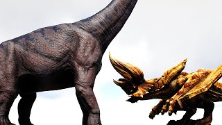 GIRAFFATITAN vs MONSTERS and SAUROPODS  ARK Dino Battle 🦎 [upl. by Haleigh]