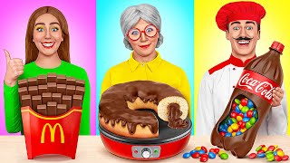 Me vs Grandma Cooking Challenge  Chocolate Food Challenge by Multi DO [upl. by Burnside]