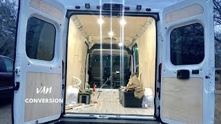 Ram Promaster Van Conversion  Wires MaxxAir Fans Wool Insulation and Walls [upl. by Crockett]