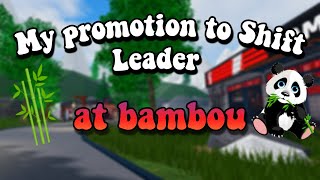 My Shift Leader promotion at Bambou  ROBLOX [upl. by Lunna]