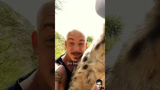 Hyena and man family animals hyena wildlife spottedhyena dog cute love deanschneider lion [upl. by Celio]