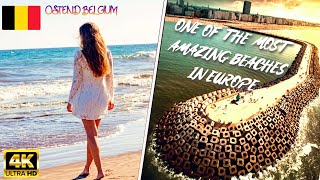 OSTEND Belgium walk trainstation to Beach  4K  10 BEST Things To Do In Ostend Sea Beach [upl. by Oirevlis]