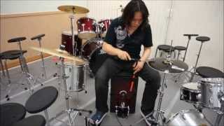 ♪ how to use cajon pedal  カホンペダﾙ、ハイハットライドシンバル、デモ by 大久保宙 [upl. by Lerner]