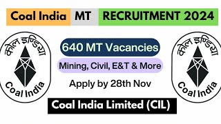 Coal India Recruitment Notification PDF 2024 Check CIL Last Date Apply Online Now [upl. by Lewin]