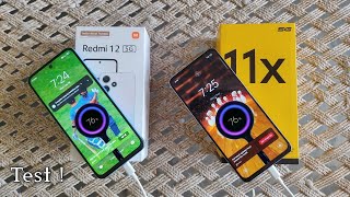 Redmi 12 5G vs Realme 11x 5G Battery Drain amp Charging Test [upl. by Araed]