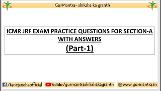 ICMR EXAM GENERAL SCIENCE PART 1 [upl. by Taylor]