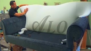 DIY  HOW TO REUPHOLSTER A SOFACOUCH  ALO Upholstery [upl. by Jaf405]