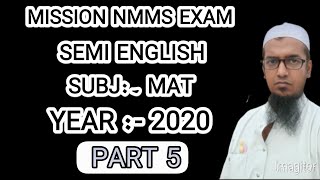 MISSION NMMS EXAM SUBJECT  MATPREVIOUS YEAR QUESTION PAPER SOLUTION YEAR  202021PART 5 [upl. by Helmer]