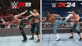 WWE 2K19 Vs WWE 2K24  Finishers Comparison Which is Better [upl. by Ecirahs99]