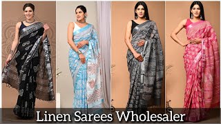 Linen Cotton Saree  Wholesale And Retail  Affordable Price  linensaree [upl. by Llorre61]