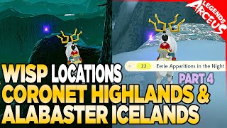 Every Wisp Location in Coronet Highlands amp Alabaster Icelands  Pokemon Legends Arceus [upl. by Annaigroeg292]