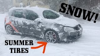 GTI on Summer Vs Winter Tires IN SNOW [upl. by Hakilam]