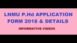 LNMU PHd Admission Test 2018 PAT Application Form Entrance Test amp Details [upl. by Wanda974]