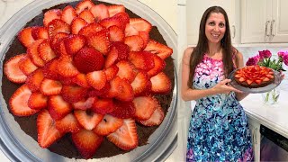 Valentine’s Brownie Chocolate Cake with Strawberry Flower  Vegan and SOSFree [upl. by Lucita]