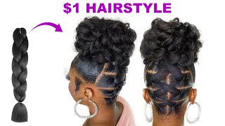 😱I’M SO SHOOK😳 1 Hairstyle Using Braid Extension [upl. by Hervey]