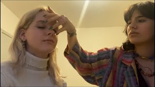 ASMR hair and face relaxation w long nails [upl. by Colfin]