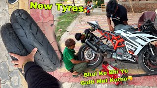 NEW TYRES METZELER M7rr INSTALLING IN KTMRC390⚡️ [upl. by Schwitzer]