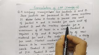 Formulation of LPP Example 2  Linear Programming Problem maximization  Operation Research Hindi [upl. by Annelak]