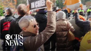 AntiTrump protesters clash with WWII vet at NYC Veterans Day Parade [upl. by Euginimod617]