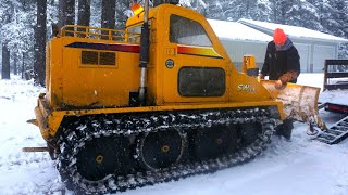 Plowing Deep Snow In a Blizzard With a Bombardier Tank [upl. by Tyson]