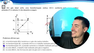 EsPCEx 2024 Questão 21 Um gás ideal sofre uma transformação cíclica ABCA  Igor Monteiro [upl. by Urbani]