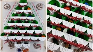 TUTORIAL CALENDARIO dellAVVENTOALBERO di NATALE con BICCHIERI DIY [upl. by Tana]