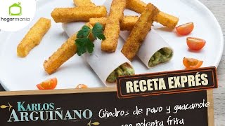 Receta Exprés Cilindros de pavo y guacamole con polenta frita [upl. by Conlan]