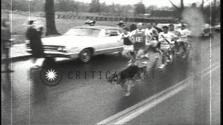 Dave McKenzie wins the 71st Boston Marathon in Massachusetts HD Stock Footage [upl. by Adnuahs452]