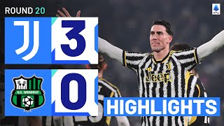 JUVENTUSSASSUOLO 30  HIGHLIGHTS  Vlahović incredible brace leads Juve to win  Serie A 202324 [upl. by Yelrebmyk]